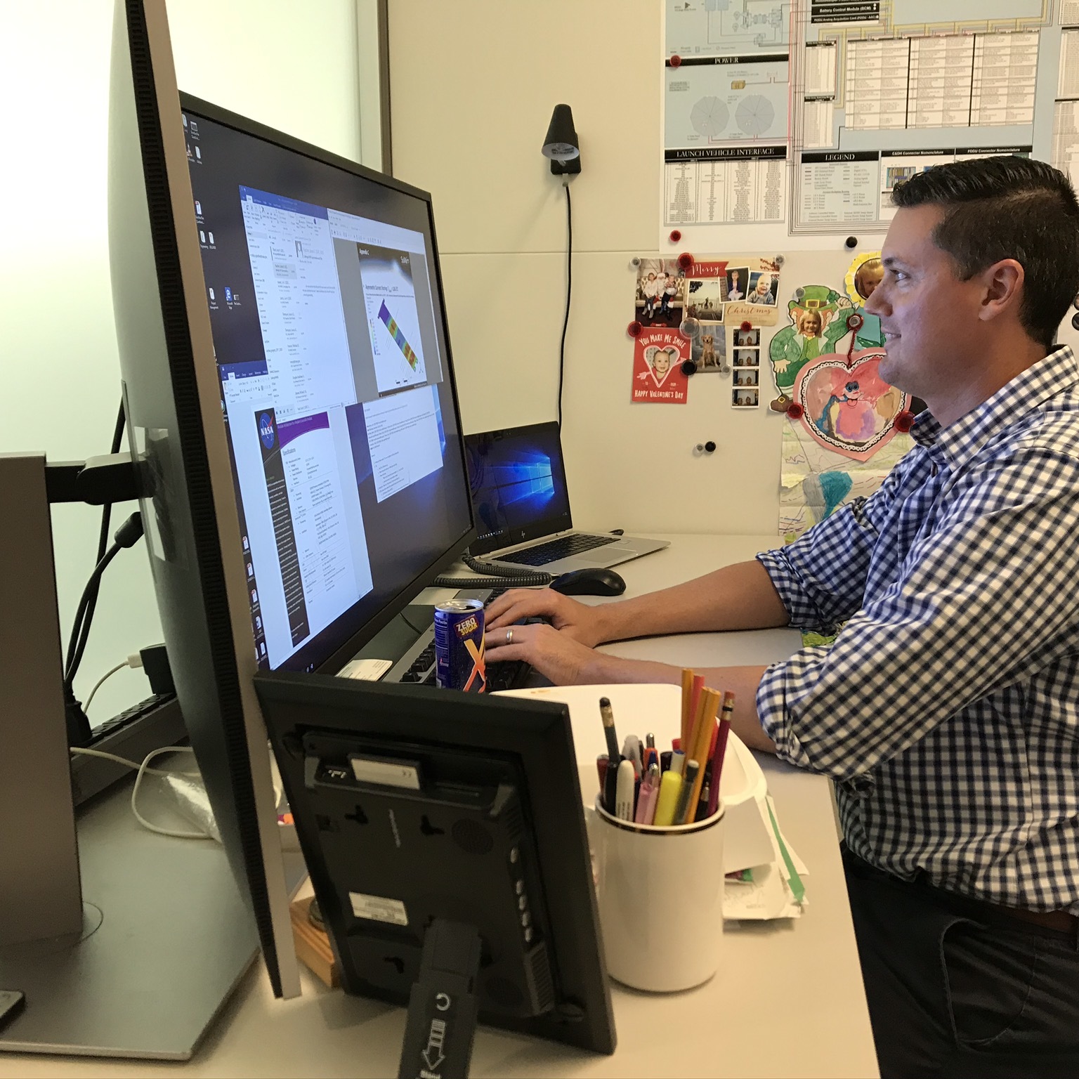 Colby Goodloe, the Lucy Spacecraft Systems Lead, in his office at Goddard Spaceflight Center.